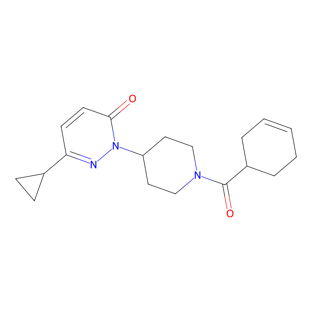 2-[1-(Cyclohex-3-ene-1-carbonyl)piperidin-4-yl]-6-cyclopropyl-2,3-dihydropyridazin-3-one molecular structure, CAS 2319720-10-8