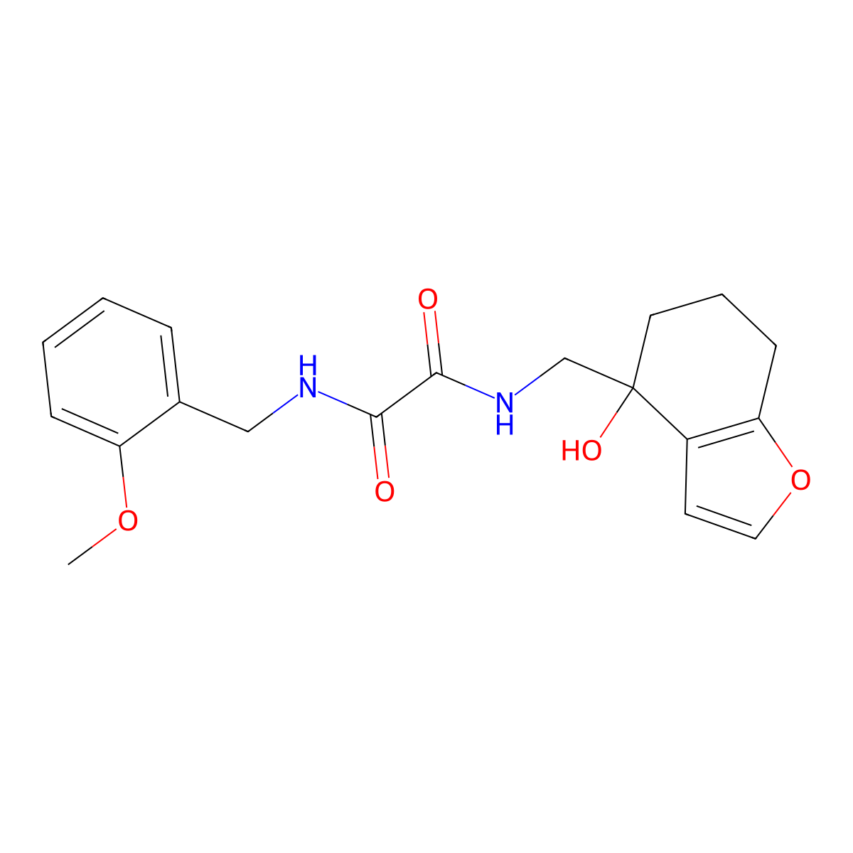 N-[(4-hydroxy-4,5,6,7-tetrahydro-1-benzofuran-4-yl)methyl]-N'-[(2-methoxyphenyl)methyl]ethanediamide molecular structure, CAS 2319720-16-4