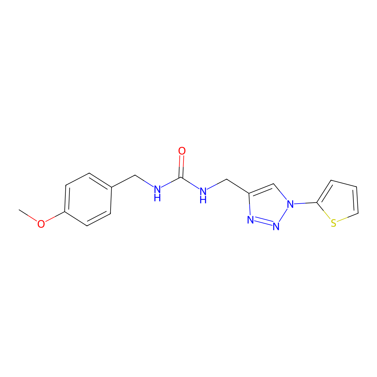 1-(4-methoxybenzyl)-3-((1-(thiophen-2-yl)-1H-1,2,3-triazol-4-yl)methyl)urea molecular structure, CAS 2319720-39-1
