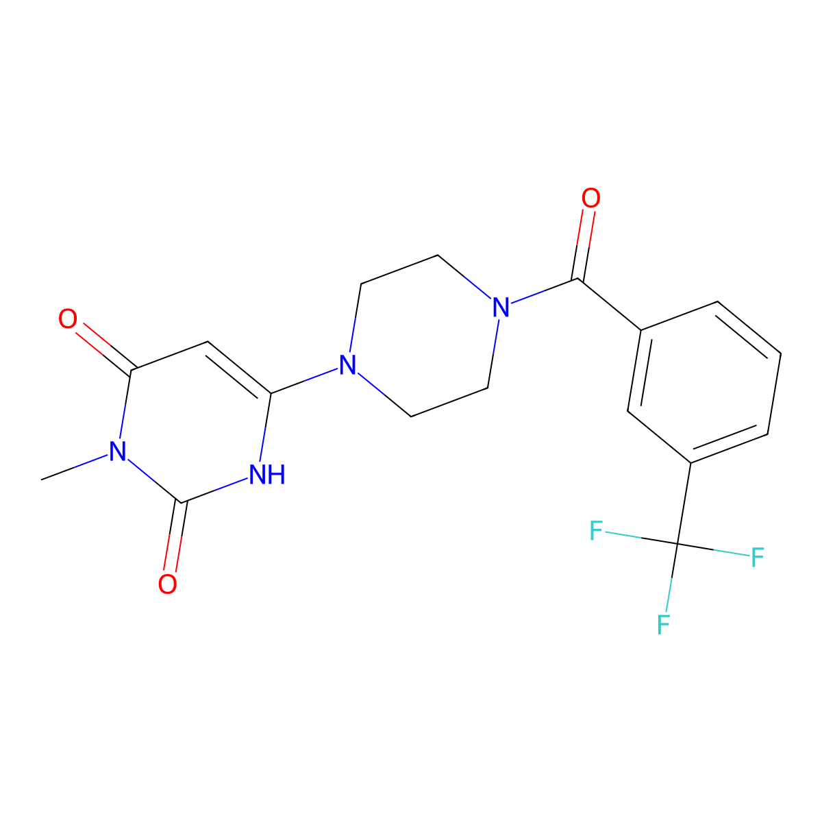 3-methyl-6-(4-(3-(trifluoromethyl)benzoyl)piperazin-1-yl)pyrimidine-2,4(1H,3H)-dione molecular structure, CAS 2319720-51-7