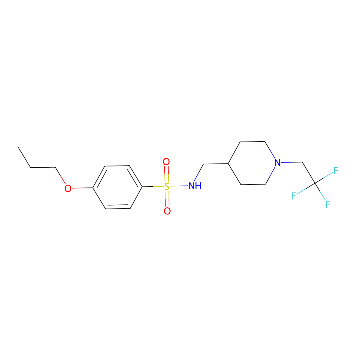 4-propoxy-N-{[1-(2,2,2-trifluoroethyl)piperidin-4-yl]methyl}benzene-1-sulfonamide molecular structure, CAS 2319720-65-3