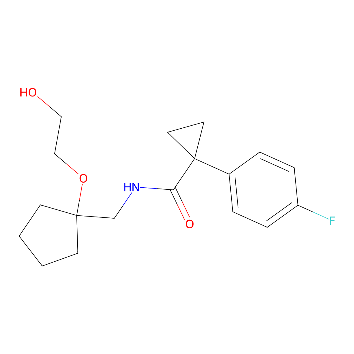 1-(4-fluorophenyl)-N-((1-(2-hydroxyethoxy)cyclopentyl)methyl)cyclopropane-1-carboxamide molecular structure, CAS 2319720-70-0