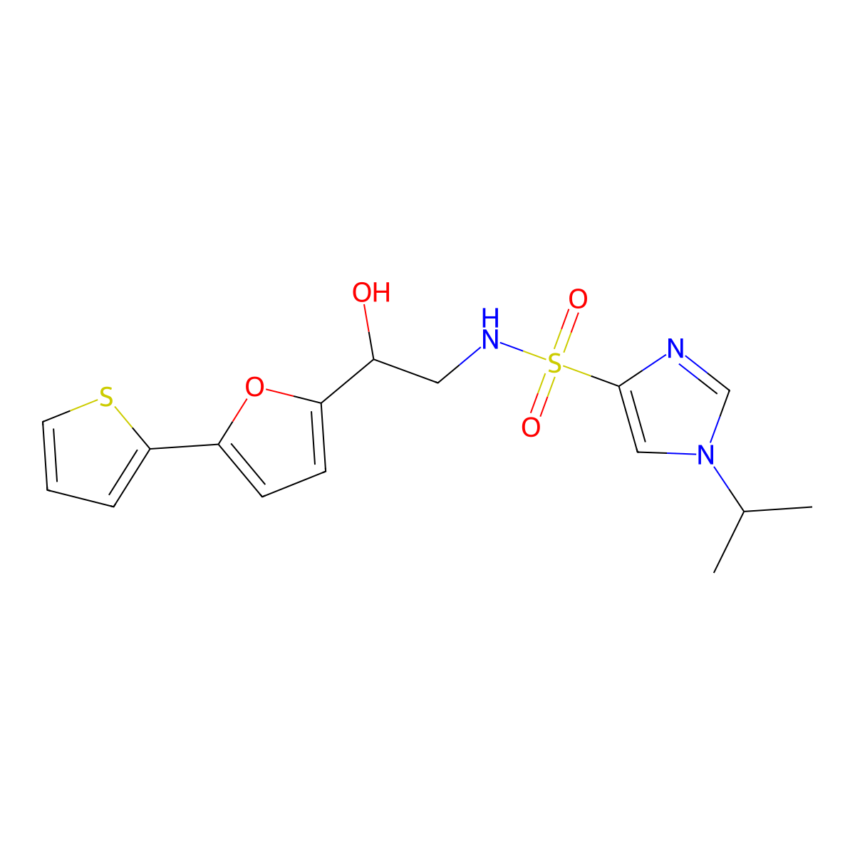 N-{2-hydroxy-2-[5-(thiophen-2-yl)furan-2-yl]ethyl}-1-(propan-2-yl)-1H-imidazole-4-sulfonamide molecular structure, CAS 2319720-75-5