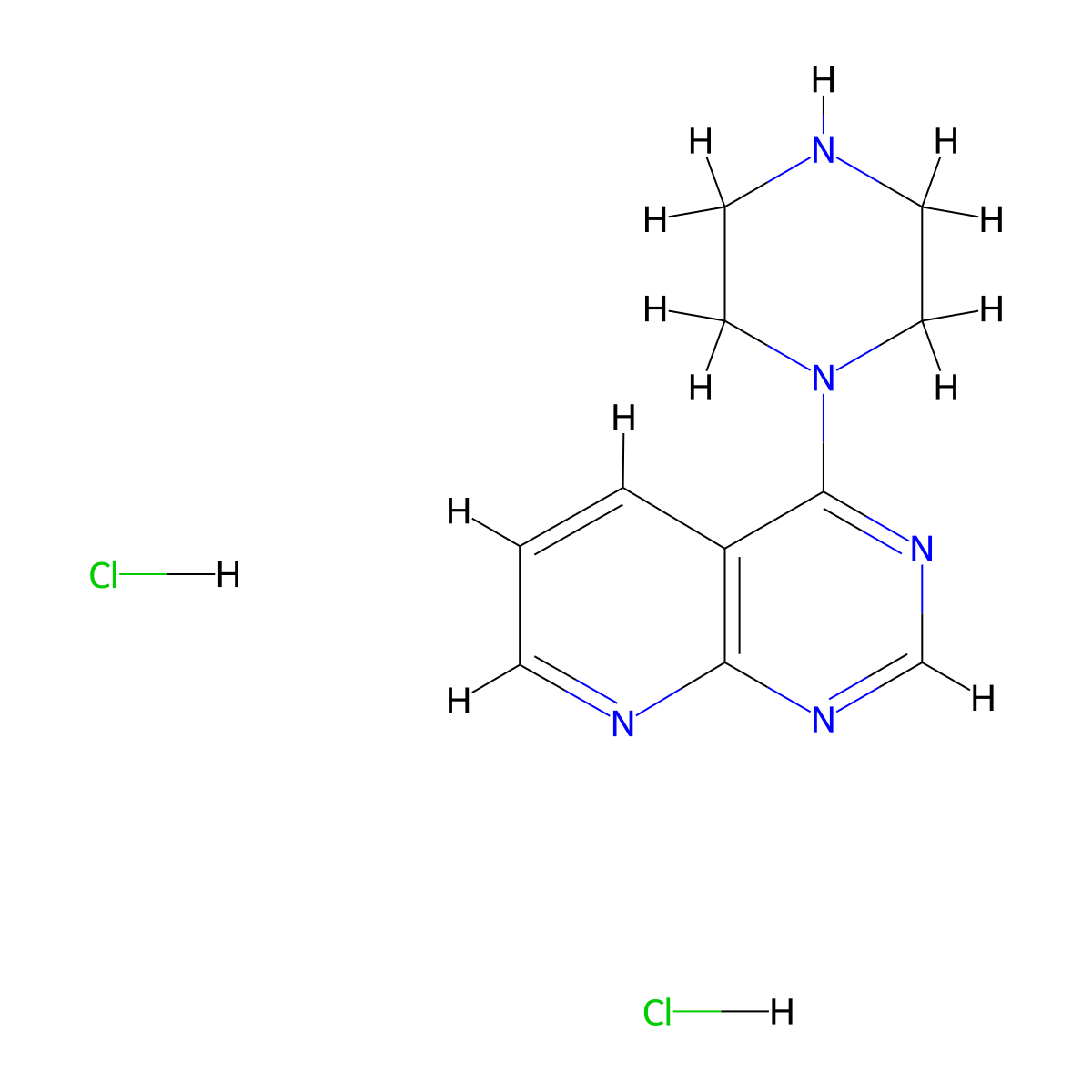 1-{Pyrido[2,3-d]pyrimidin-4-yl}piperazine dihydrochloride molecular structure, CAS 2319720-80-2