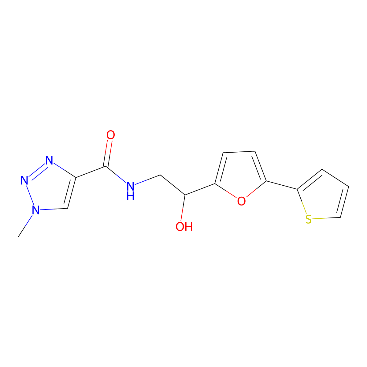 N-{2-hydroxy-2-[5-(thiophen-2-yl)furan-2-yl]ethyl}-1-methyl-1H-1,2,3-triazole-4-carboxamide molecular structure, CAS 2319720-93-7