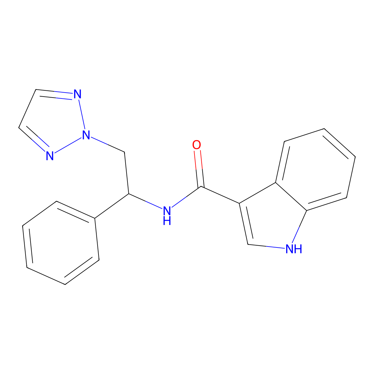 N-[1-phenyl-2-(2H-1,2,3-triazol-2-yl)ethyl]-1H-indole-3-carboxamide molecular structure, CAS 2319721-06-5