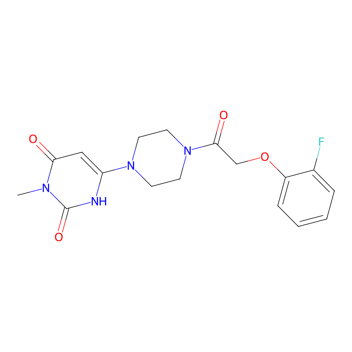6-(4-(2-(2-fluorophenoxy)acetyl)piperazin-1-yl)-3-methylpyrimidine-2,4(1H,3H)-dione molecular structure, CAS 2319721-11-2