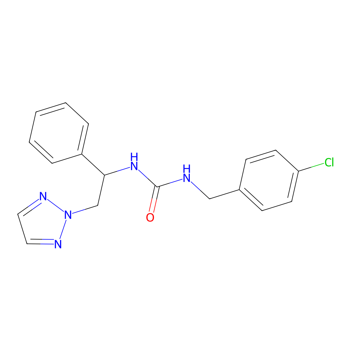 1-(4-chlorobenzyl)-3-(1-phenyl-2-(2H-1,2,3-triazol-2-yl)ethyl)urea molecular structure, CAS 2319721-34-9