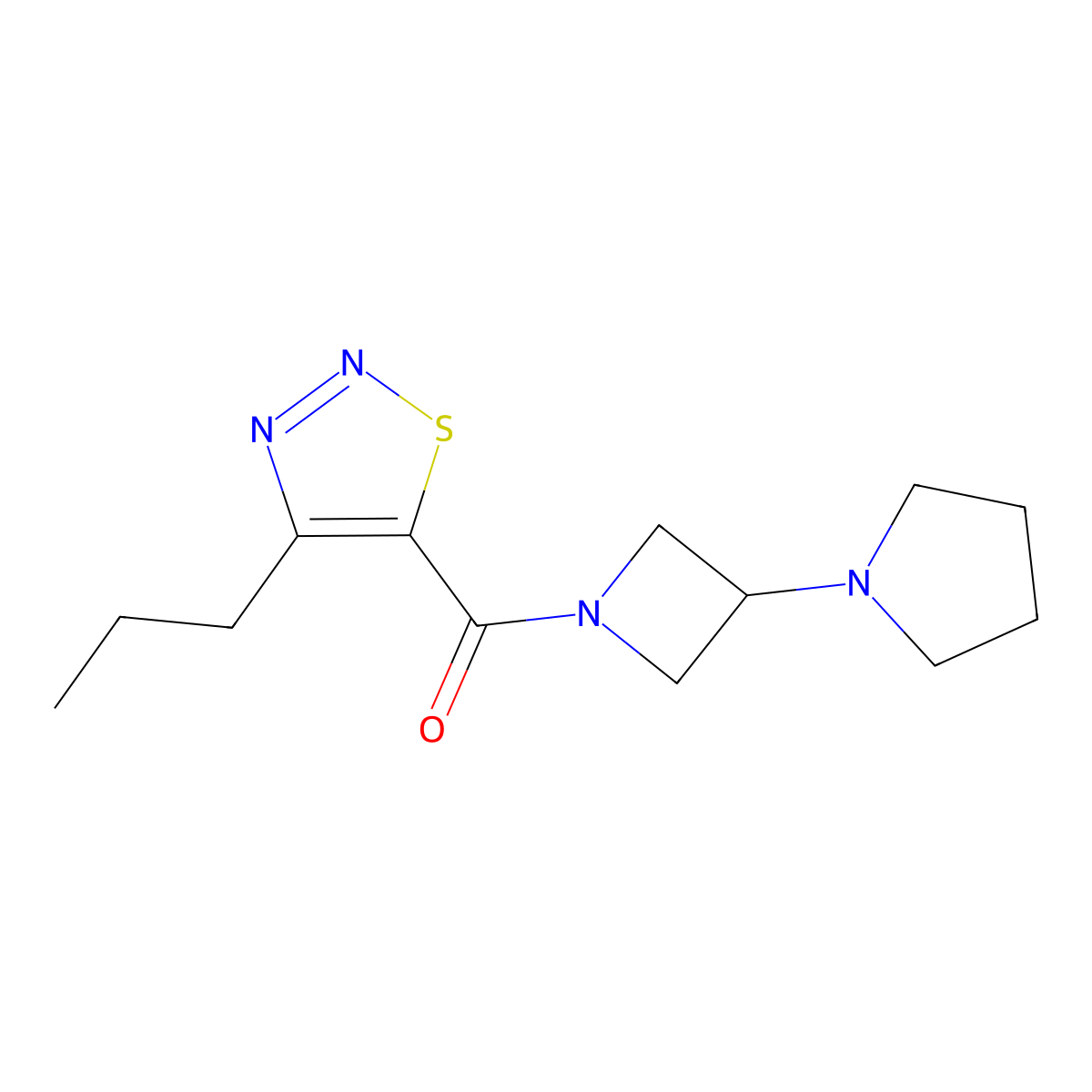 4-Propyl-5-[3-(pyrrolidin-1-yl)azetidine-1-carbonyl]-1,2,3-thiadiazole molecular structure, CAS 2319721-40-7