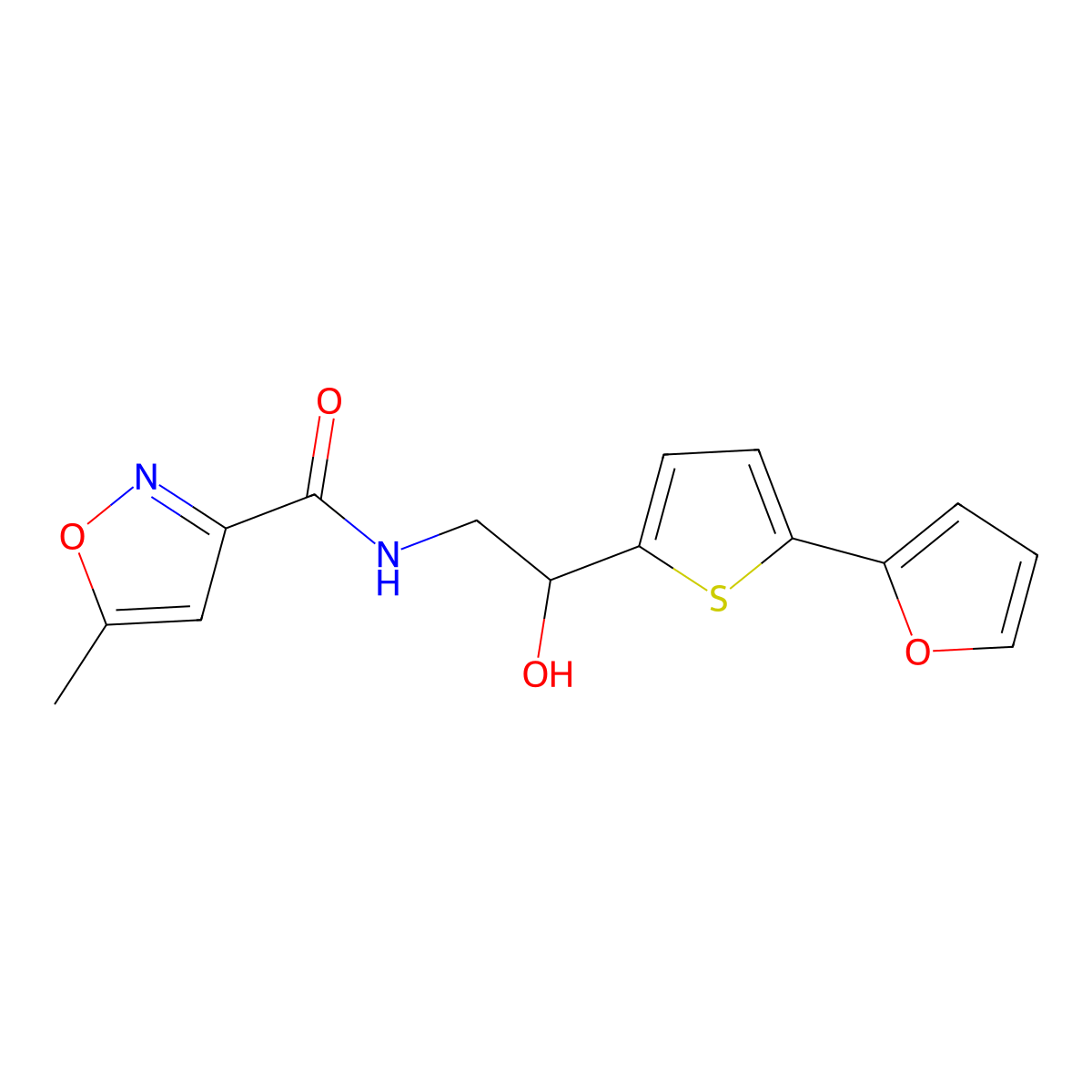 N-{2-[5-(furan-2-yl)thiophen-2-yl]-2-hydroxyethyl}-5-methyl-1,2-oxazole-3-carboxamide molecular structure, CAS 2319721-44-1