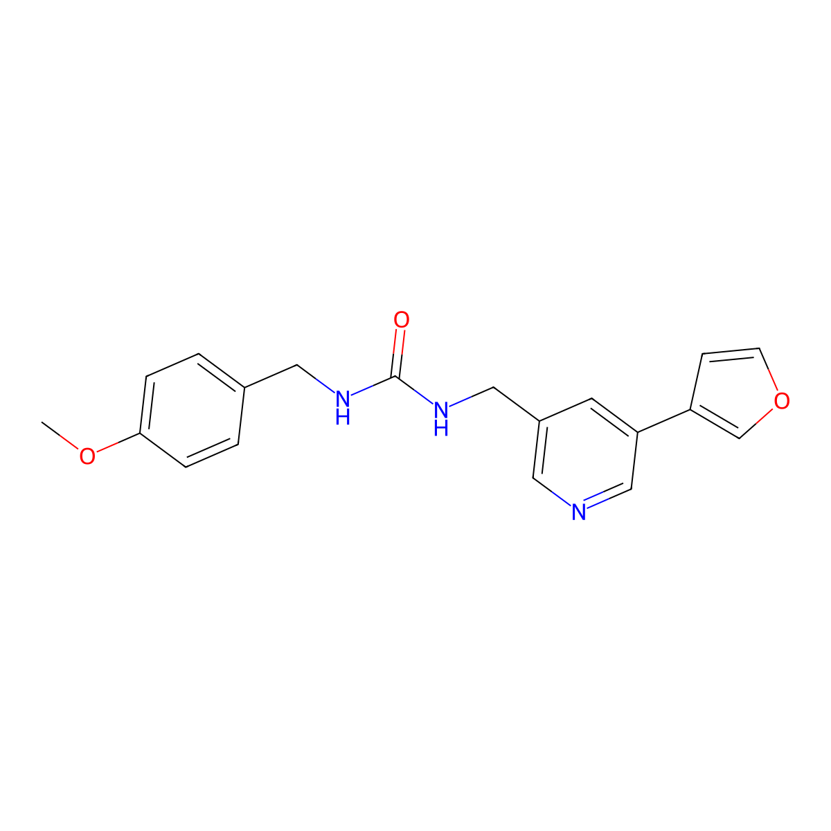 3-{[5-(Furan-3-yl)pyridin-3-yl]methyl}-1-[(4-methoxyphenyl)methyl]urea molecular structure, CAS 2319721-46-3