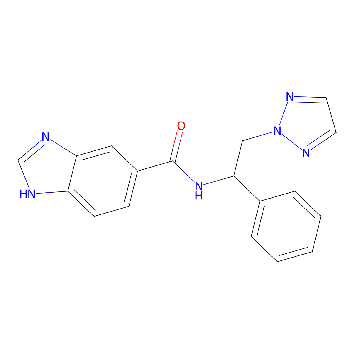 N-(1-phenyl-2-(2H-1,2,3-triazol-2-yl)ethyl)-1H-benzo[d]imidazole-5-carboxamide molecular structure, CAS 2319721-52-1