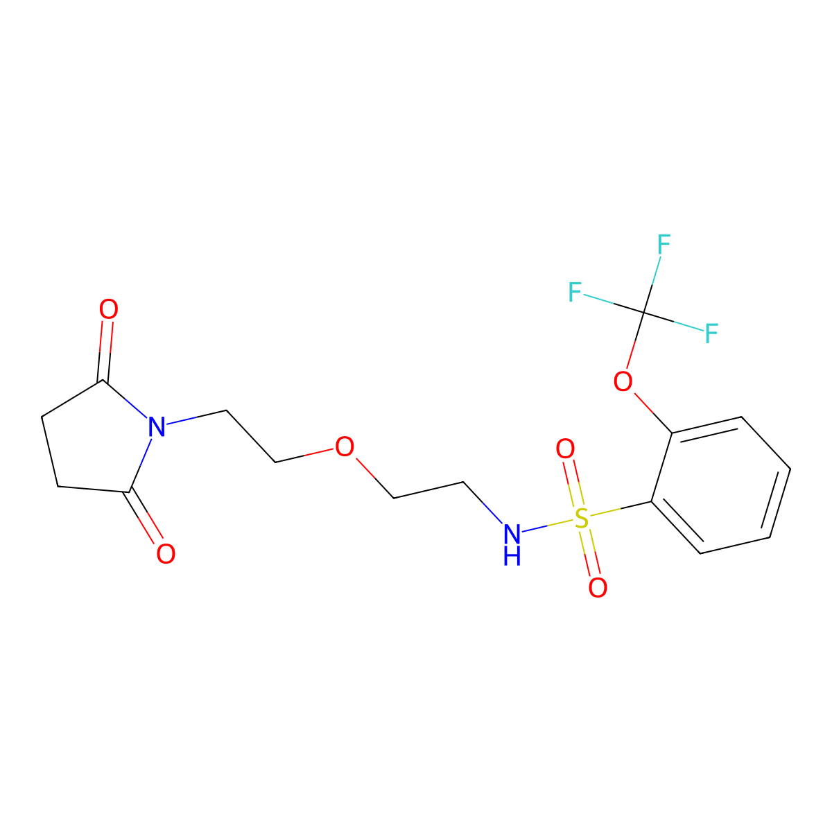 N-{2-[2-(2,5-dioxopyrrolidin-1-yl)ethoxy]ethyl}-2-(trifluoromethoxy)benzene-1-sulfonamide molecular structure, CAS 2319722-13-7