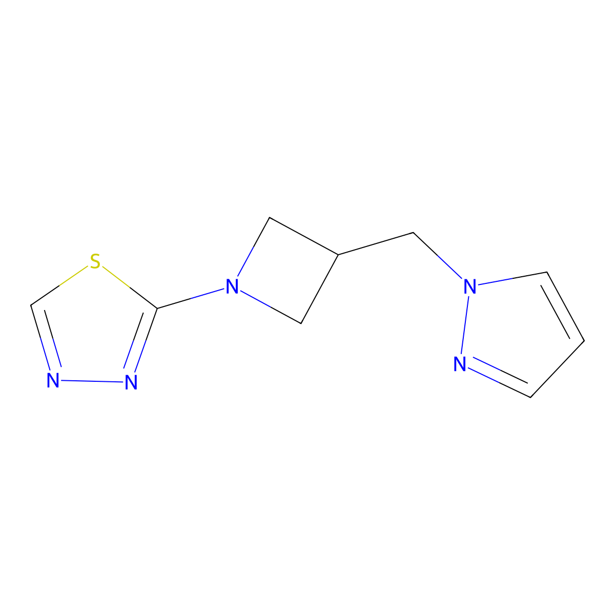 2-{3-[(1H-pyrazol-1-yl)methyl]azetidin-1-yl}-1,3,4-thiadiazole molecular structure, CAS 2319722-25-1