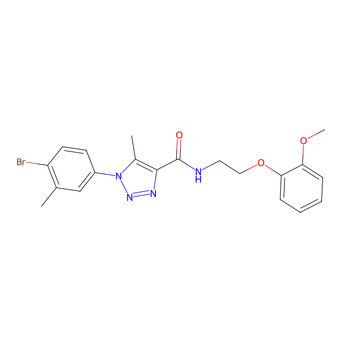1-(4-bromo-3-methylphenyl)-N-[2-(2-methoxyphenoxy)ethyl]-5-methyl-1H-1,2,3-triazole-4-carboxamide molecular structure, CAS 2319722-38-6