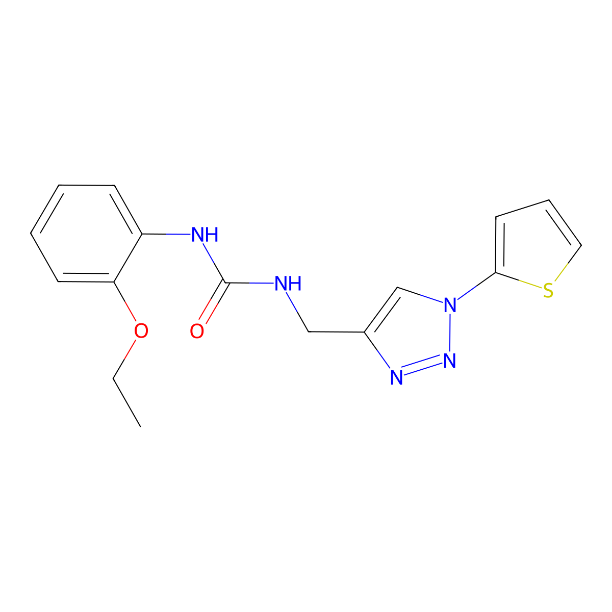 1-(2-ethoxyphenyl)-3-((1-(thiophen-2-yl)-1H-1,2,3-triazol-4-yl)methyl)urea molecular structure, CAS 2319722-45-5