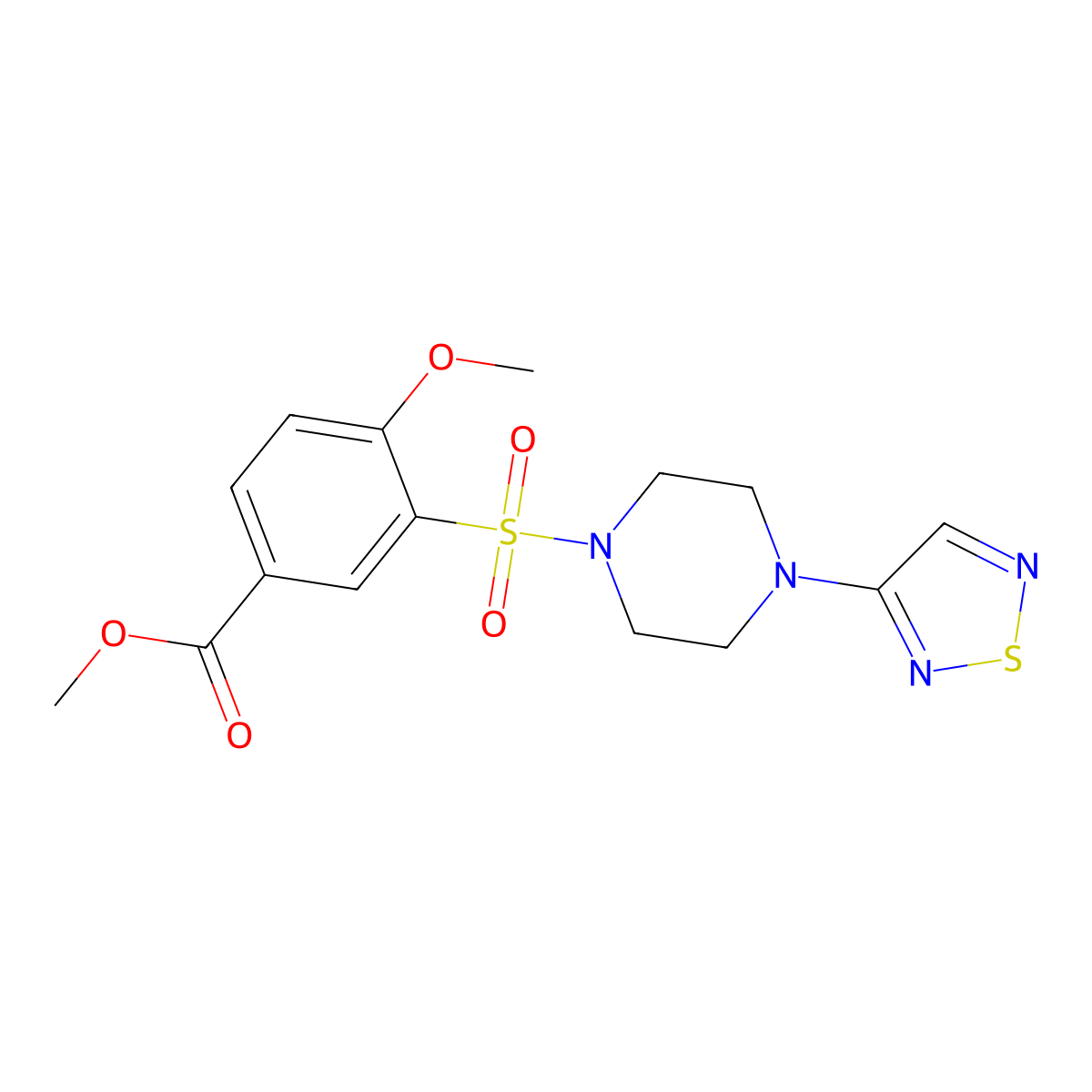 Methyl 4-methoxy-3-{[4-(1,2,5-thiadiazol-3-yl)piperazin-1-yl]sulfonyl}benzoate molecular structure, CAS 2319722-48-8