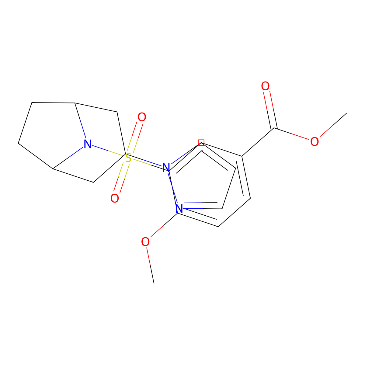 methyl 4-methoxy-3-{[3-(1H-pyrazol-1-yl)-8-azabicyclo[3.2.1]octan-8-yl]sulfonyl}benzoate molecular structure, CAS 2319722-61-5