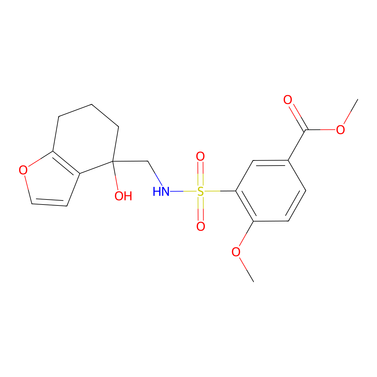 Methyl 3-{[(4-hydroxy-4,5,6,7-tetrahydro-1-benzofuran-4-yl)methyl]sulfamoyl}-4-methoxybenzoate molecular structure, CAS 2319722-81-9