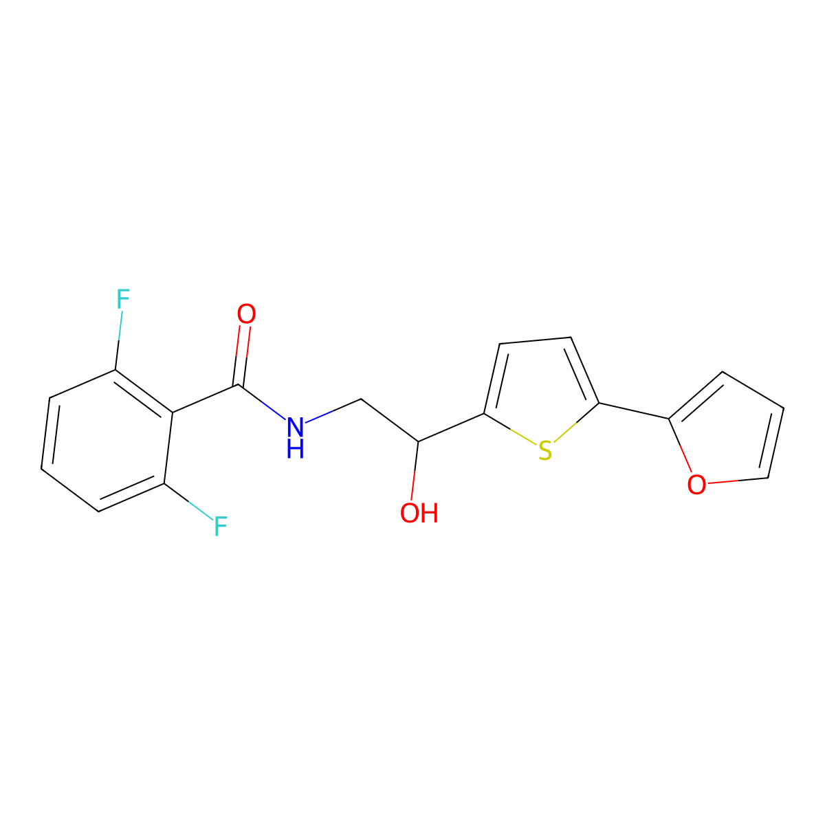 2,6-difluoro-N-{2-[5-(furan-2-yl)thiophen-2-yl]-2-hydroxyethyl}benzamide molecular structure, CAS 2319723-02-7