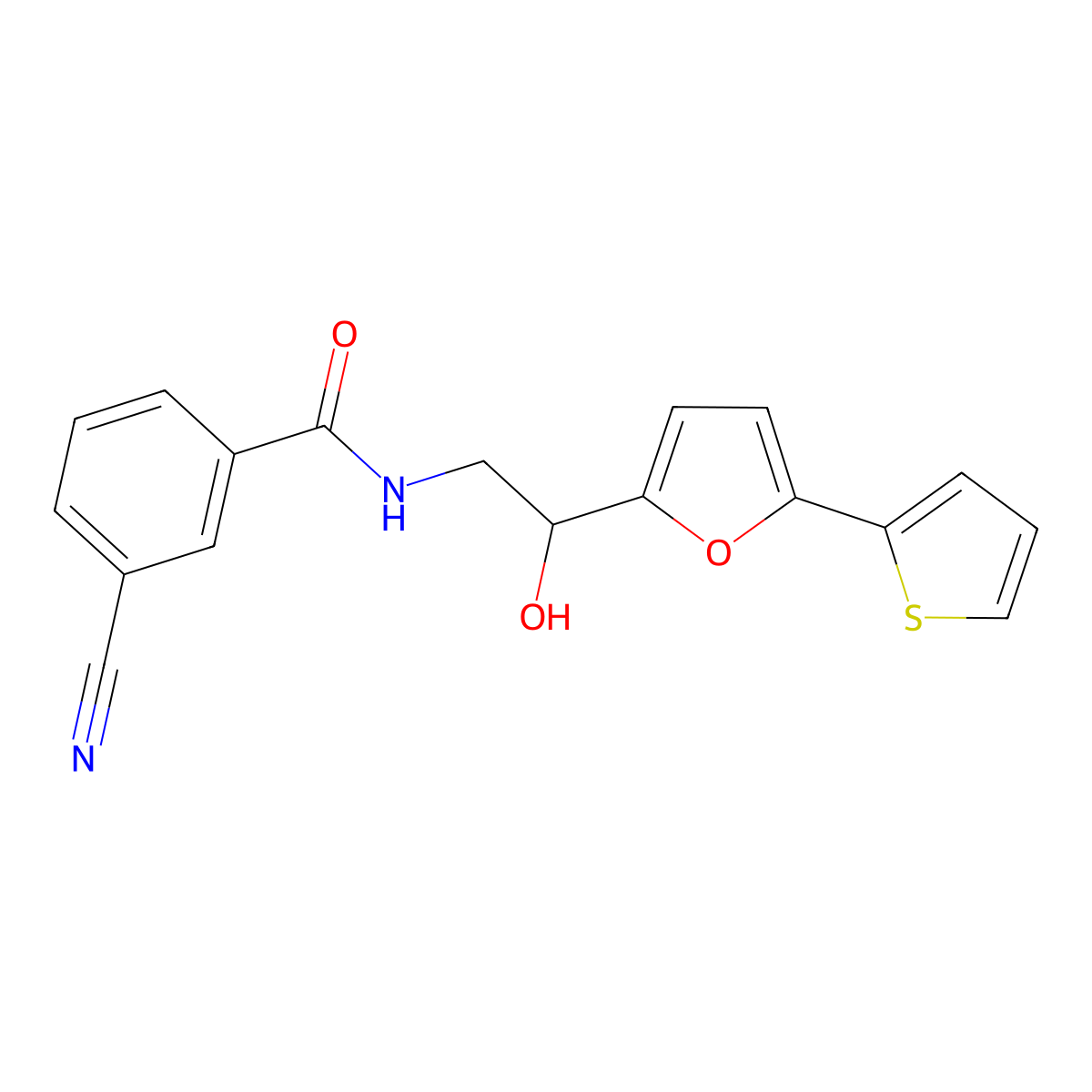 3-cyano-N-{2-hydroxy-2-[5-(thiophen-2-yl)furan-2-yl]ethyl}benzamide molecular structure, CAS 2319723-31-2