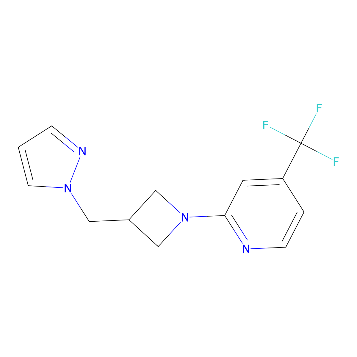 2-{3-[(1H-pyrazol-1-yl)methyl]azetidin-1-yl}-4-(trifluoromethyl)pyridine molecular structure, CAS 2319723-46-9