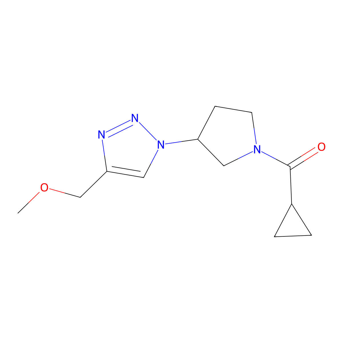 1-(1-cyclopropanecarbonylpyrrolidin-3-yl)-4-(methoxymethyl)-1H-1,2,3-triazole molecular structure, CAS 2319723-58-3