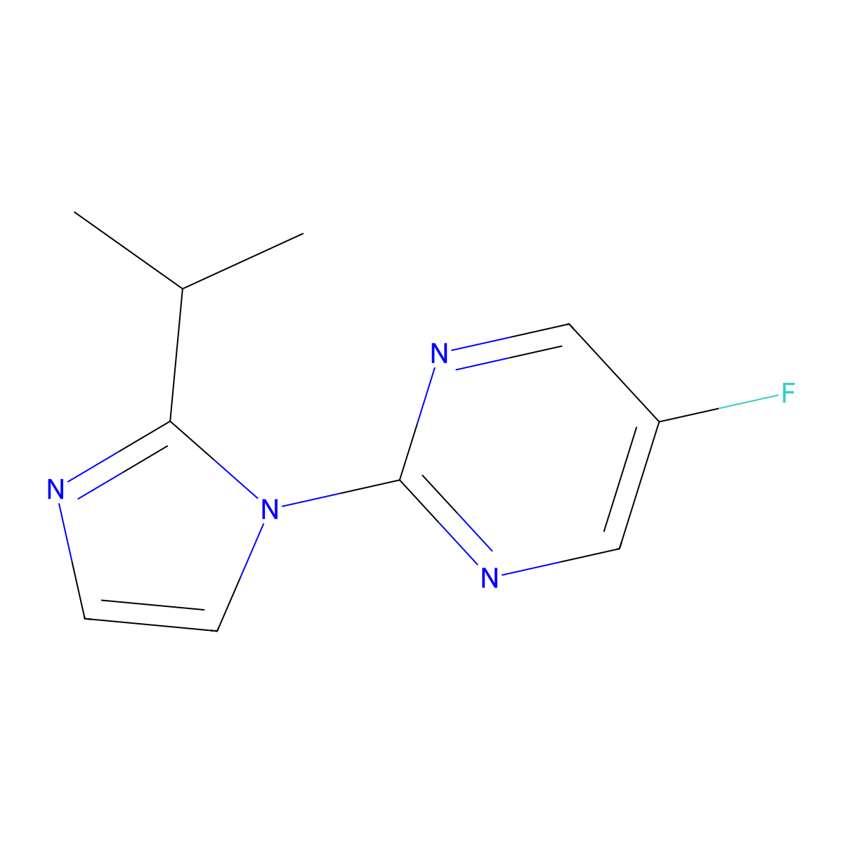 5-fluoro-2-[2-(propan-2-yl)-1H-imidazol-1-yl]pyrimidine molecular structure, CAS 2319723-74-3