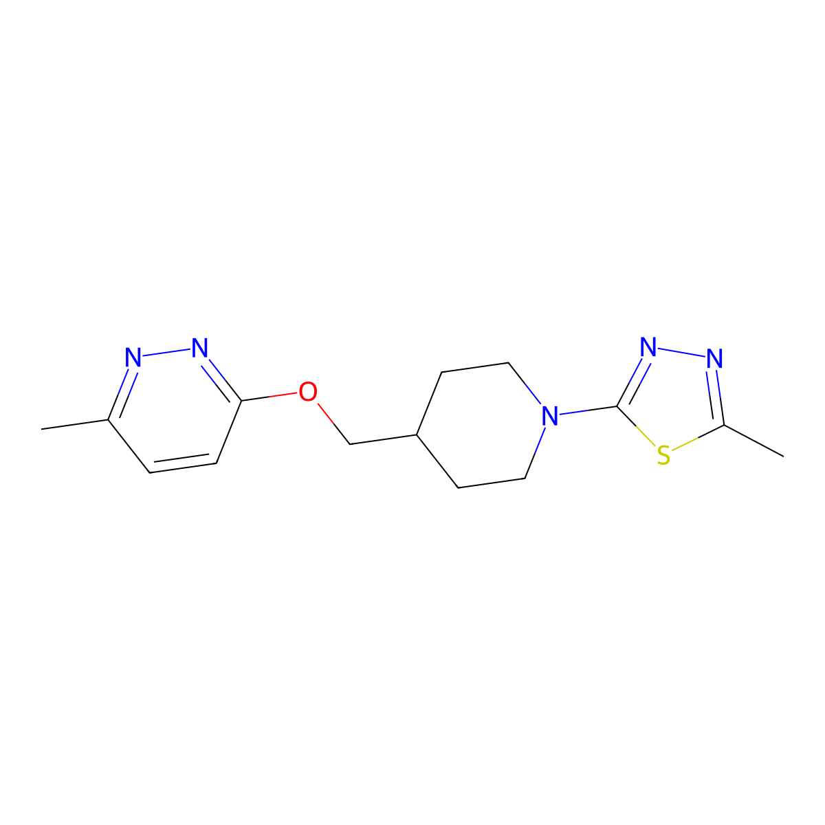 3-Methyl-6-{[1-(5-methyl-1,3,4-thiadiazol-2-yl)piperidin-4-yl]methoxy}pyridazine molecular structure, CAS 2319724-12-2