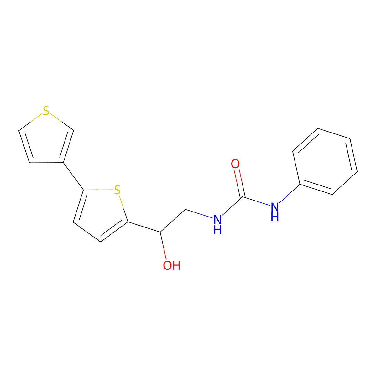 3-(2-{[2,3'-Bithiophene]-5-yl}-2-hydroxyethyl)-1-phenylurea molecular structure, CAS 2319724-19-9