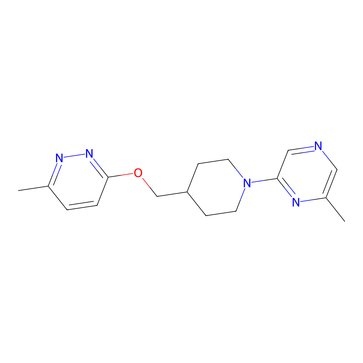 2-Methyl-6-(4-{[(6-methylpyridazin-3-yl)oxy]methyl}piperidin-1-yl)pyrazine molecular structure, CAS 2319724-32-6