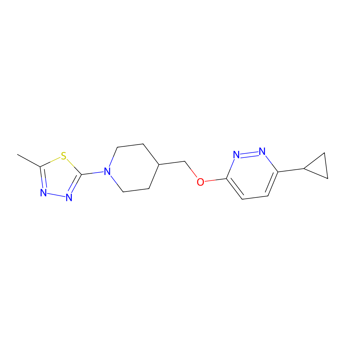 3-Cyclopropyl-6-{[1-(5-methyl-1,3,4-thiadiazol-2-yl)piperidin-4-yl]methoxy}pyridazine molecular structure, CAS 2319724-52-0