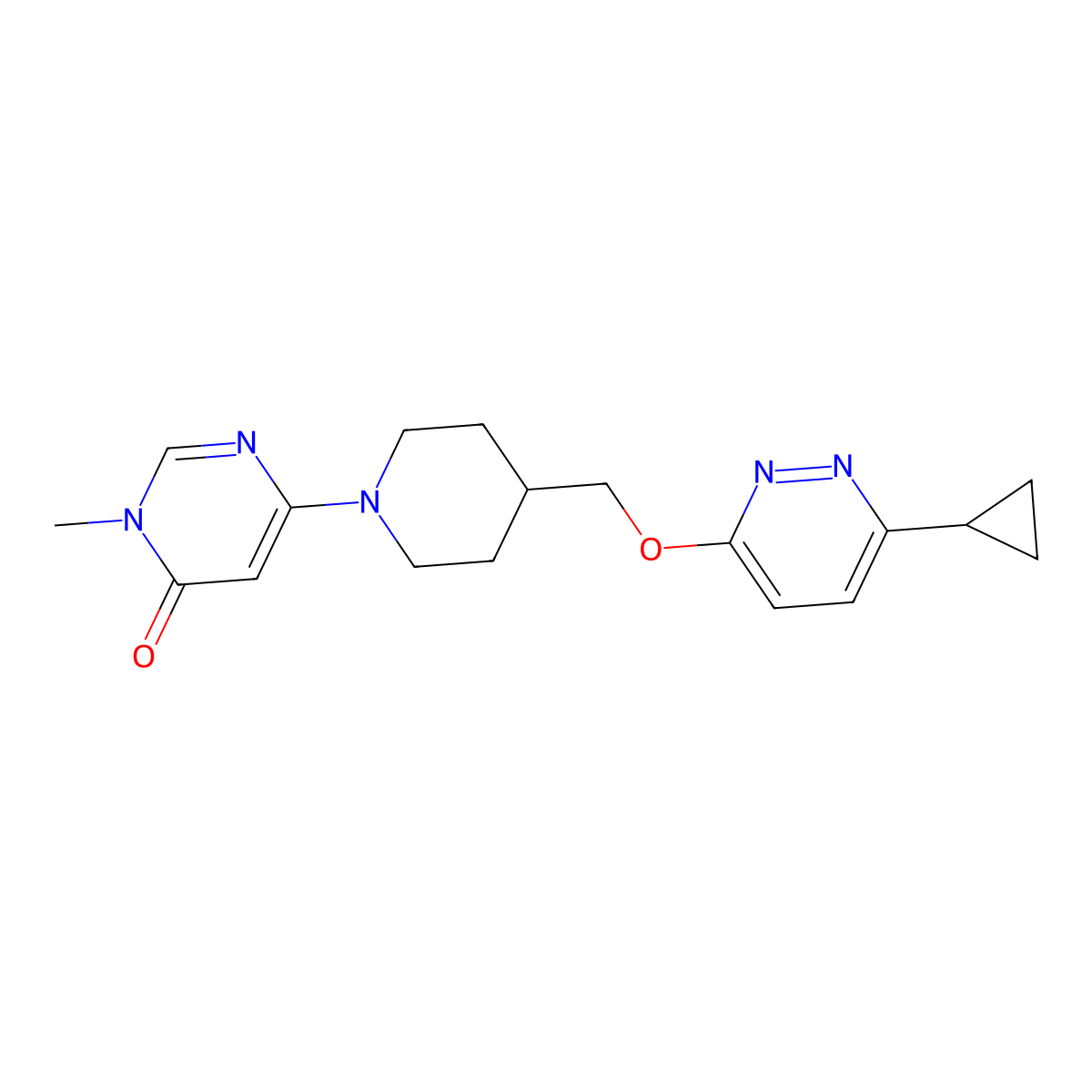 6-(4-{[(6-Cyclopropylpyridazin-3-yl)oxy]methyl}piperidin-1-yl)-3-methyl-3,4-dihydropyrimidin-4-one molecular structure, CAS 2319724-64-4