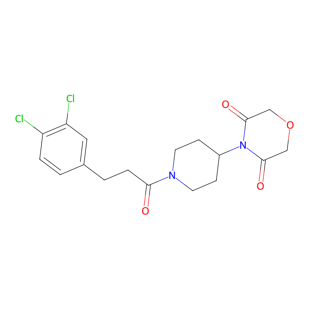 4-[1-[3-(3,4-Dichlorophenyl)propanoyl]piperidin-4-yl]morpholine-3,5-dione molecular structure, CAS 2319724-89-3