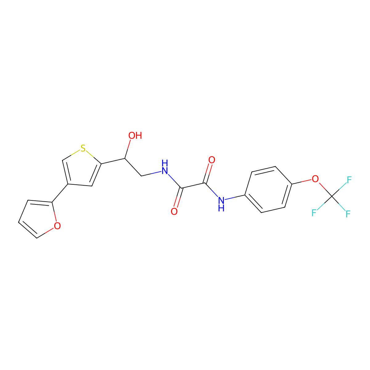 N-{2-[4-(furan-2-yl)thiophen-2-yl]-2-hydroxyethyl}-N'-[4-(trifluoromethoxy)phenyl]ethanediamide molecular structure, CAS 2319724-96-2