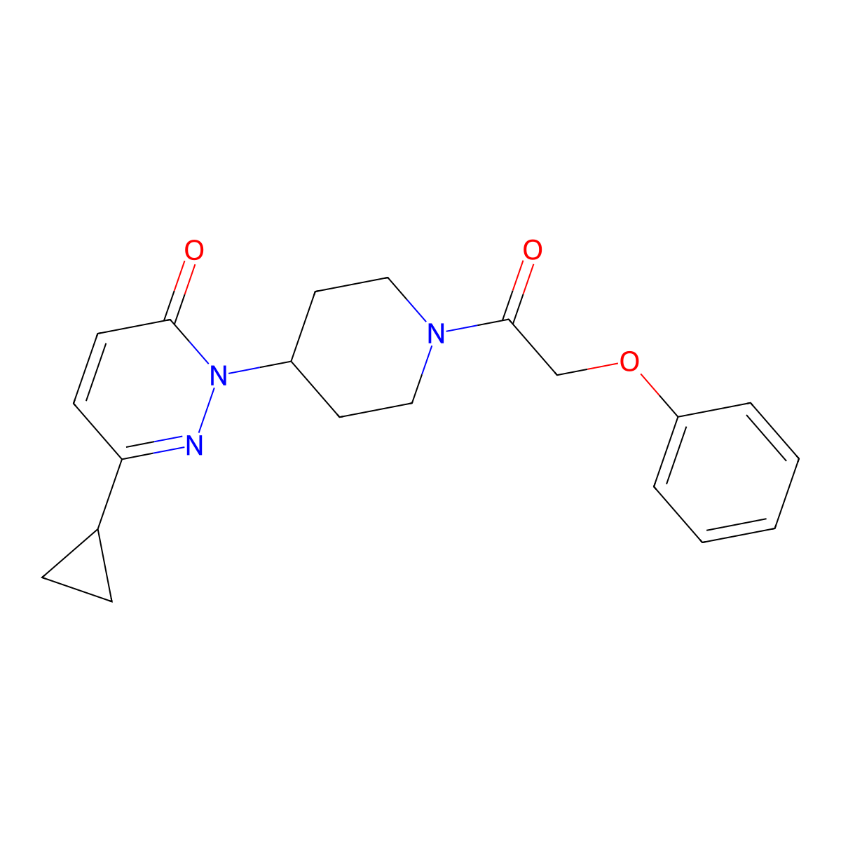 6-Cyclopropyl-2-[1-(2-phenoxyacetyl)piperidin-4-yl]-2,3-dihydropyridazin-3-one molecular structure, CAS 2319725-03-4