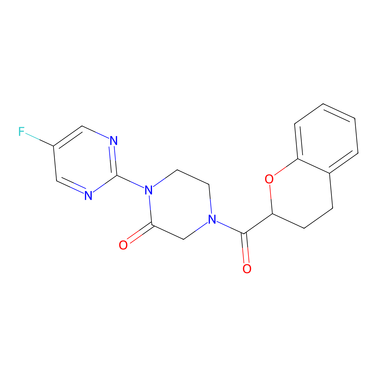 4-(3,4-dihydro-2H-1-benzopyran-2-carbonyl)-1-(5-fluoropyrimidin-2-yl)piperazin-2-one molecular structure, CAS 2319725-58-9