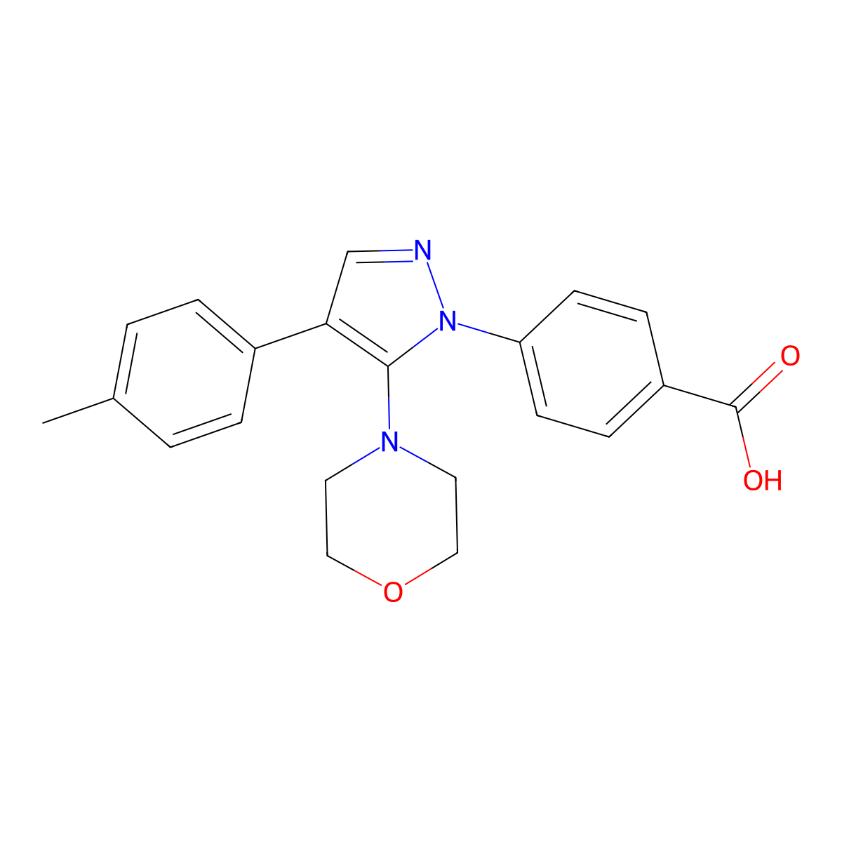 4-[4-(4-Methylphenyl)-5-morpholin-4-ylpyrazol-1-yl]benzoic acid molecular structure, CAS 2319728-37-3