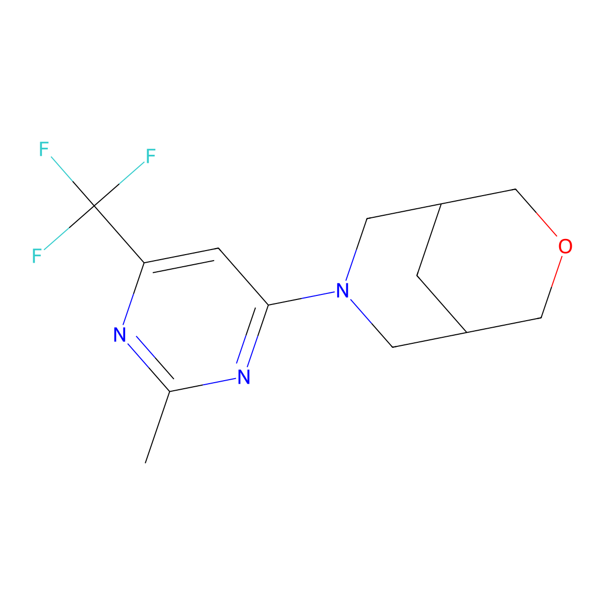 7-[2-Methyl-6-(trifluoromethyl)pyrimidin-4-yl]-3-oxa-7-azabicyclo[3.3.1]nonane molecular structure, CAS 2319763-56-7