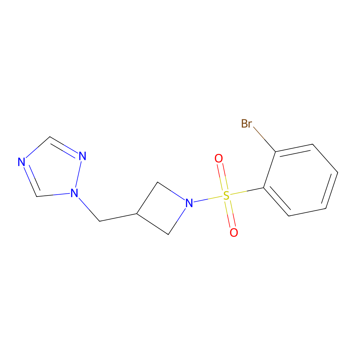 1-{[1-(2-bromobenzenesulfonyl)azetidin-3-yl]methyl}-1H-1,2,4-triazole molecular structure, CAS 2319783-11-2
