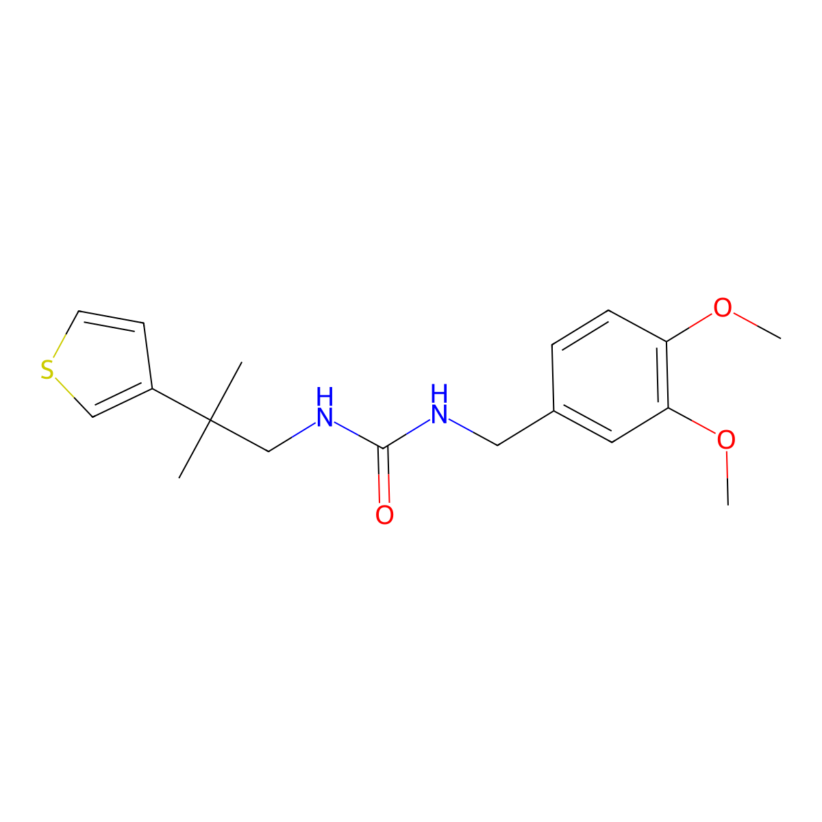 1-(3,4-Dimethoxybenzyl)-3-(2-methyl-2-(thiophen-3-yl)propyl)urea molecular structure, CAS 2319783-25-8