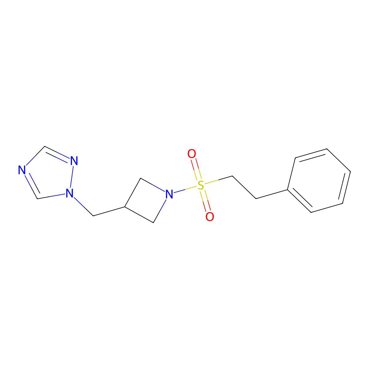 1-{[1-(2-phenylethanesulfonyl)azetidin-3-yl]methyl}-1H-1,2,4-triazole molecular structure, CAS 2319783-46-3