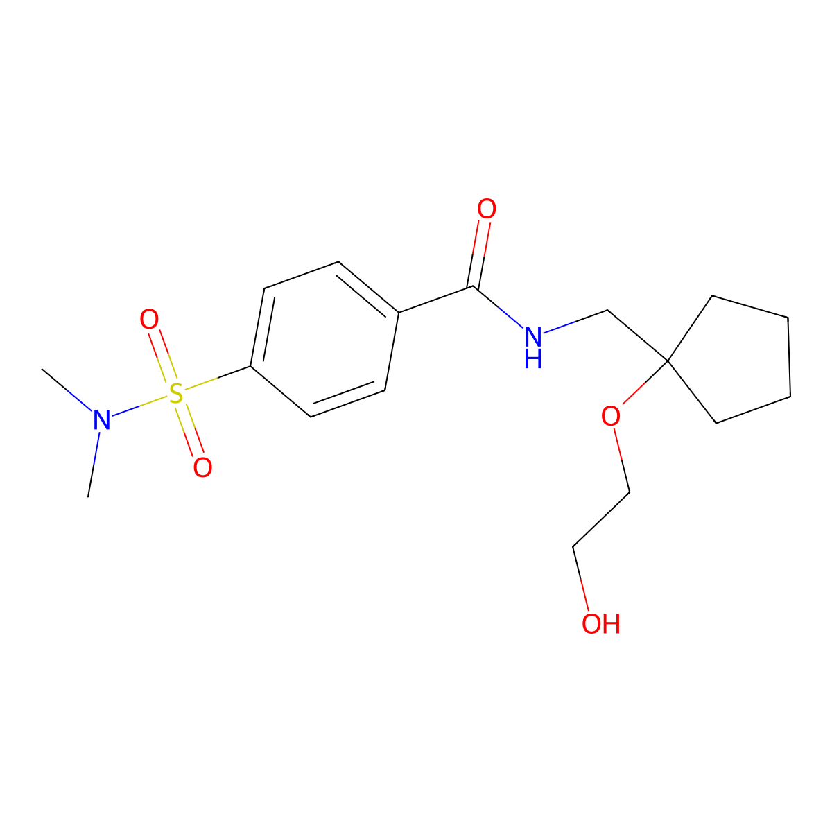 4-(dimethylsulfamoyl)-N-{[1-(2-hydroxyethoxy)cyclopentyl]methyl}benzamide molecular structure, CAS 2319783-83-8
