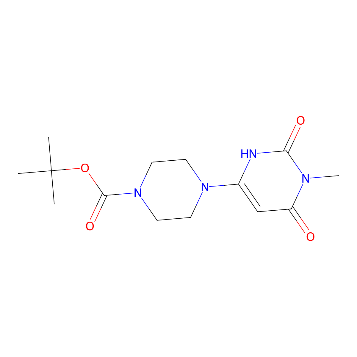 Tert-butyl 4-(1-methyl-2,6-dioxo-1,2,3,6-tetrahydropyrimidin-4-yl)piperazine-1-carboxylate molecular structure, CAS 2319784-05-7