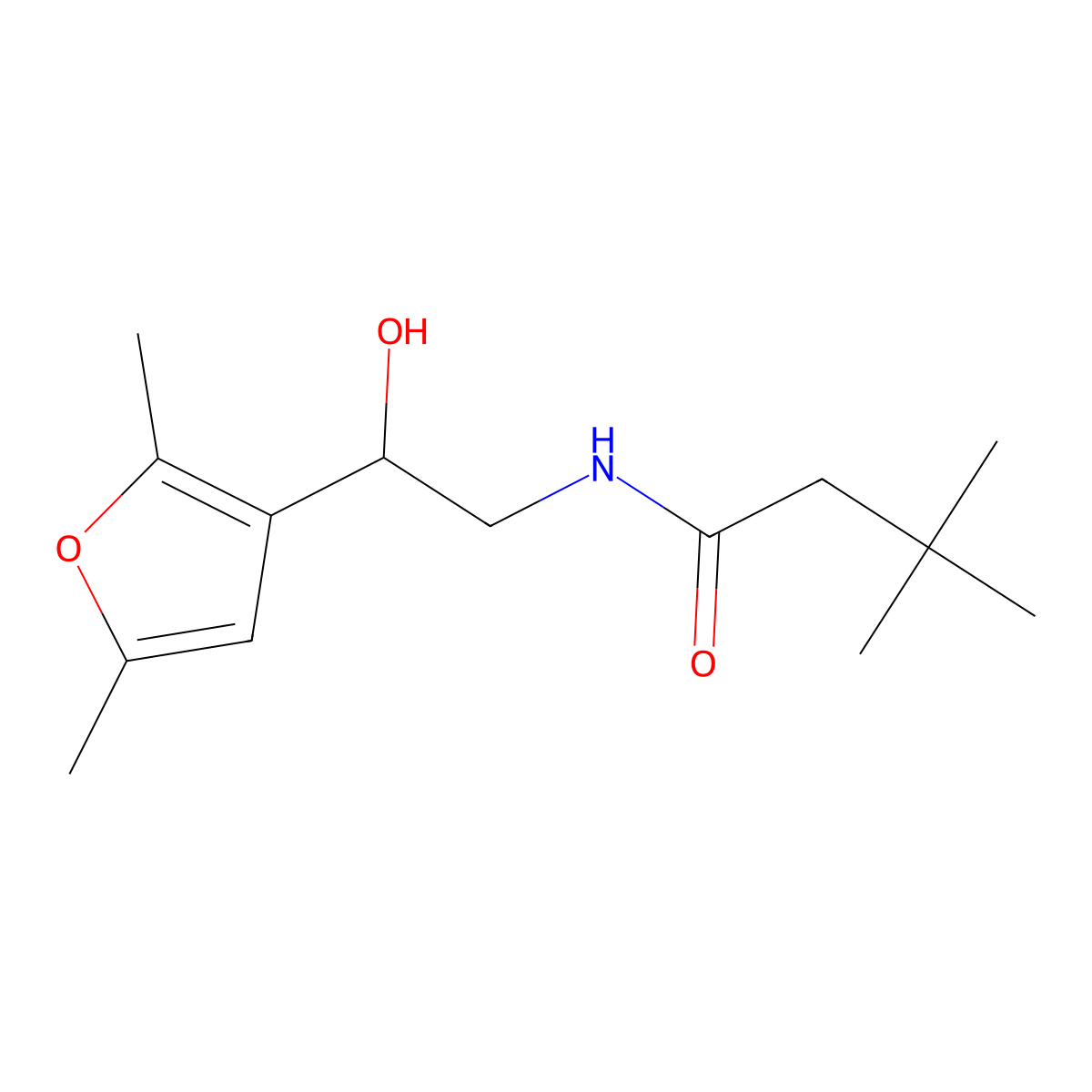 N-[2-(2,5-dimethylfuran-3-yl)-2-hydroxyethyl]-3,3-dimethylbutanamide molecular structure, CAS 2319784-61-5