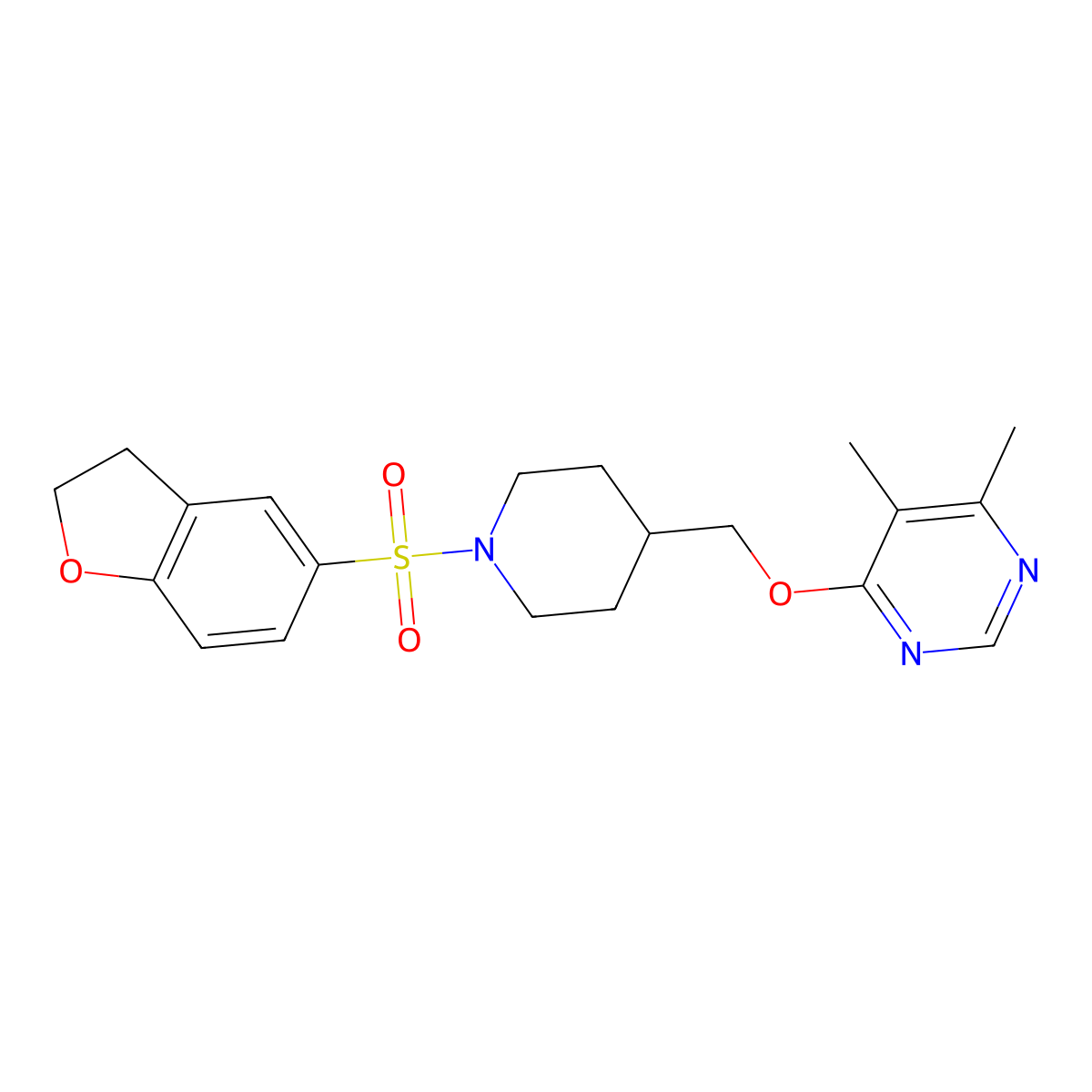 4-{[1-(2,3-Dihydro-1-benzofuran-5-sulfonyl)piperidin-4-yl]methoxy}-5,6-dimethylpyrimidine molecular structure, CAS 2319784-88-6