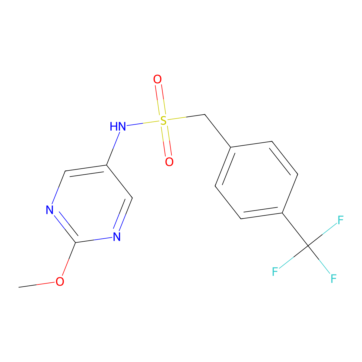 N-(2-methoxypyrimidin-5-yl)-1-[4-(trifluoromethyl)phenyl]methanesulfonamide molecular structure, CAS 2319785-22-1