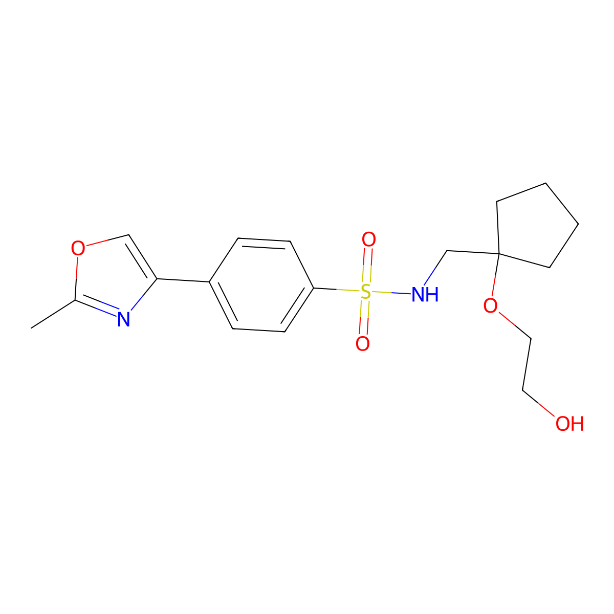 N-{[1-(2-hydroxyethoxy)cyclopentyl]methyl}-4-(2-methyl-1,3-oxazol-4-yl)benzene-1-sulfonamide molecular structure, CAS 2319785-39-0