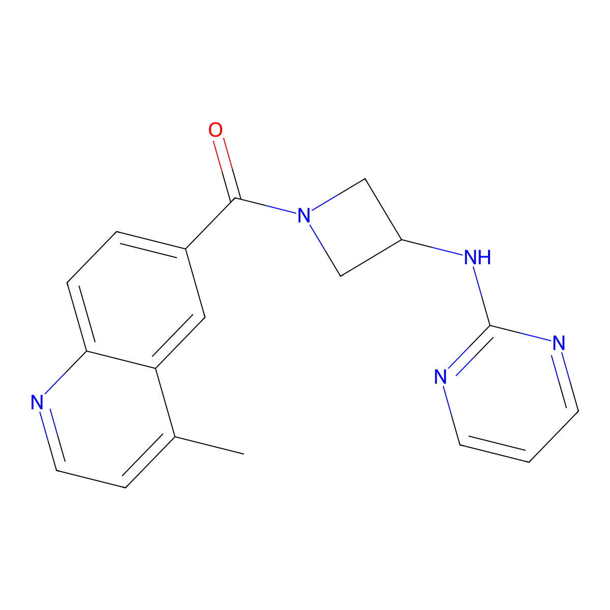 (4-Methylquinolin-6-yl)(3-(pyrimidin-2-ylamino)azetidin-1-yl)methanone molecular structure, CAS 2319785-85-6