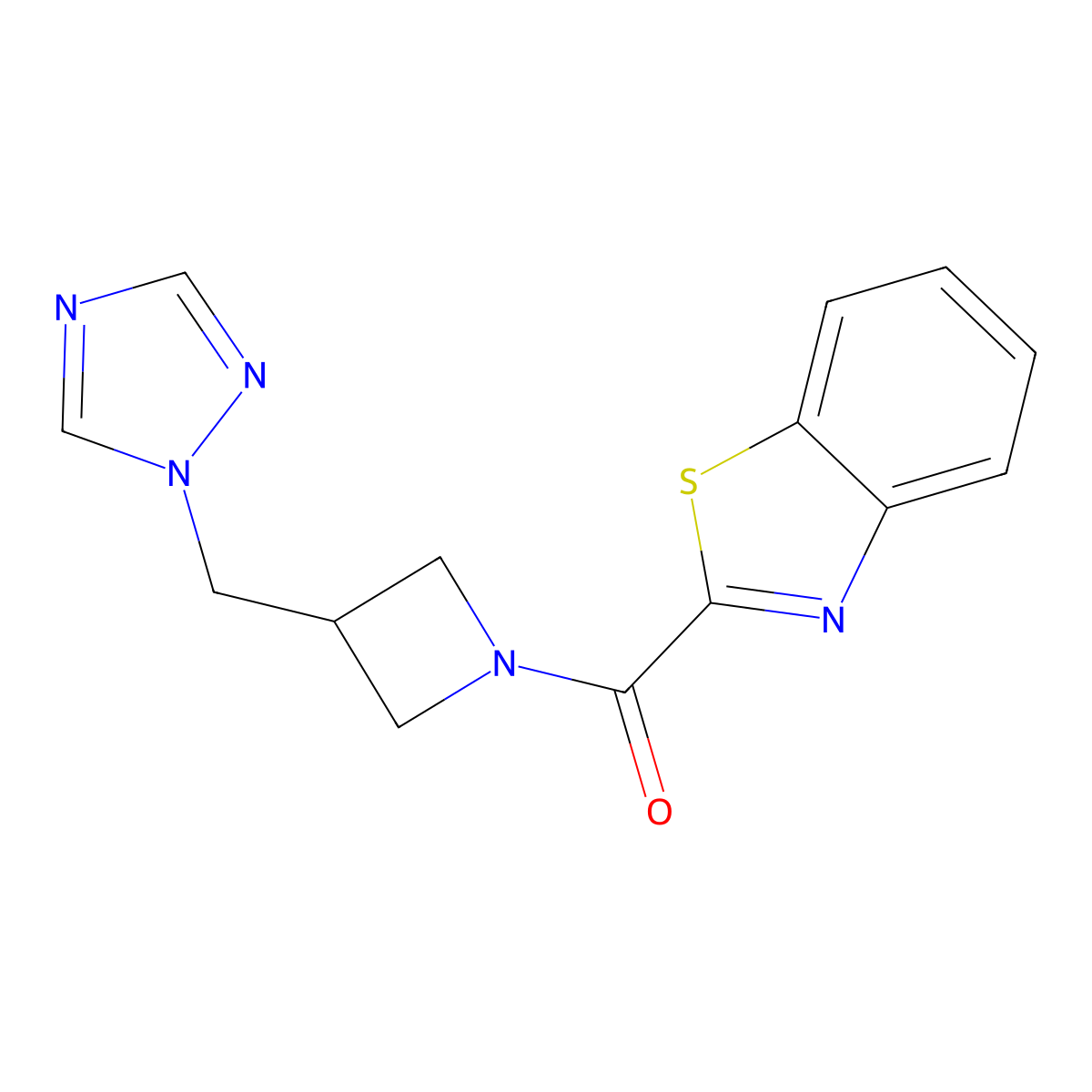 2-{3-[(1H-1,2,4-triazol-1-yl)methyl]azetidine-1-carbonyl}-1,3-benzothiazole molecular structure, CAS 2319786-21-3